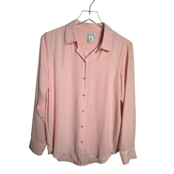 Rachel Zoe Women’s Blouse Size Medium shell Pink Button Front Long Sleeve Shirt - Picture 7 of 7